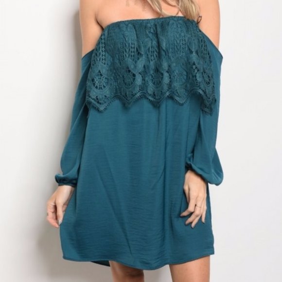 Off the Shoulder Long Sleeve Dress - Picture 1 of 2